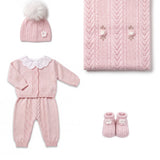 Marlù Set Coperta+Completo+Scarpine+Cappellino Rosa e Vaniglia per Neonate