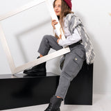 Pinko Kids Pantaloni Grigi con Tasconi per Bambine
