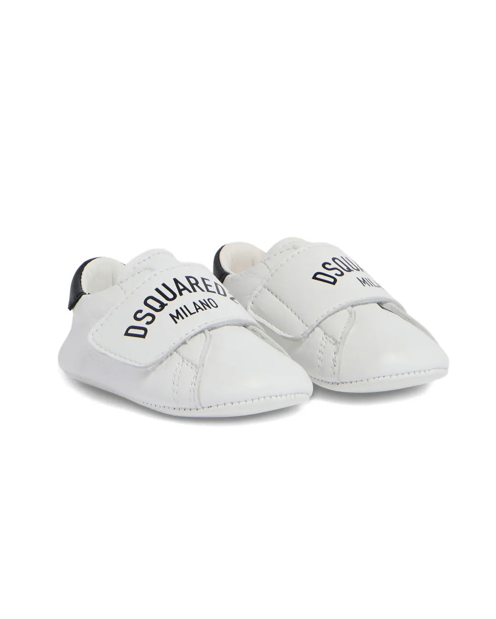 Dsquared2 Kids Sneakers Bianco con Chiusura a Strappo e Logo per Neonati