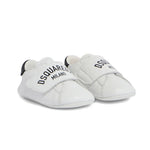 Dsquared2 Kids Sneakers Bianco con Chiusura a Strappo e Logo per Neonati