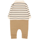 BOSS Kids Tutina Beige Effetto Polo a Righe e Pantaloni con Logo per Neonati