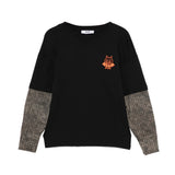 MSGM Kids T-Shirt Maniche Lunghe Nero con Stampa Arancione per Bambini