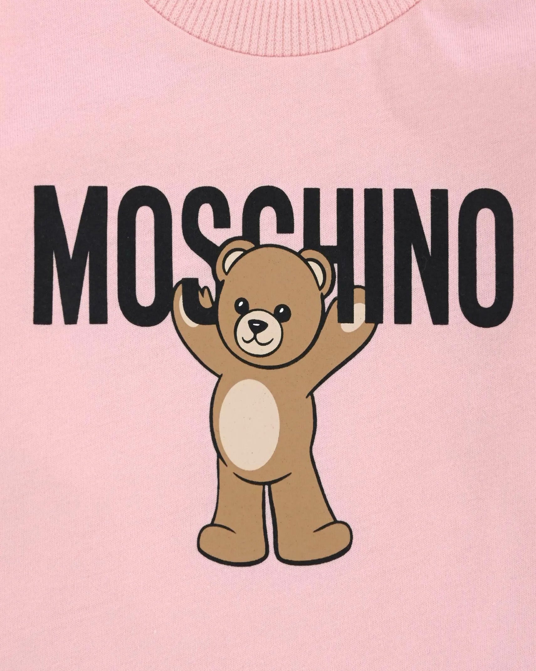 Moschino Kids T-shirt Manica Lunga rosa con Stampa per Neonate