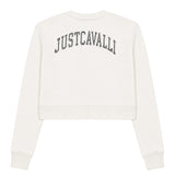 Just Cavalli Kids Felpa Bianco con Logo Strass Nero per Bambine