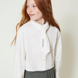 Twinset Kids Camicia Bianca in Popeline con Cravatta per Bambine (dettaglio)