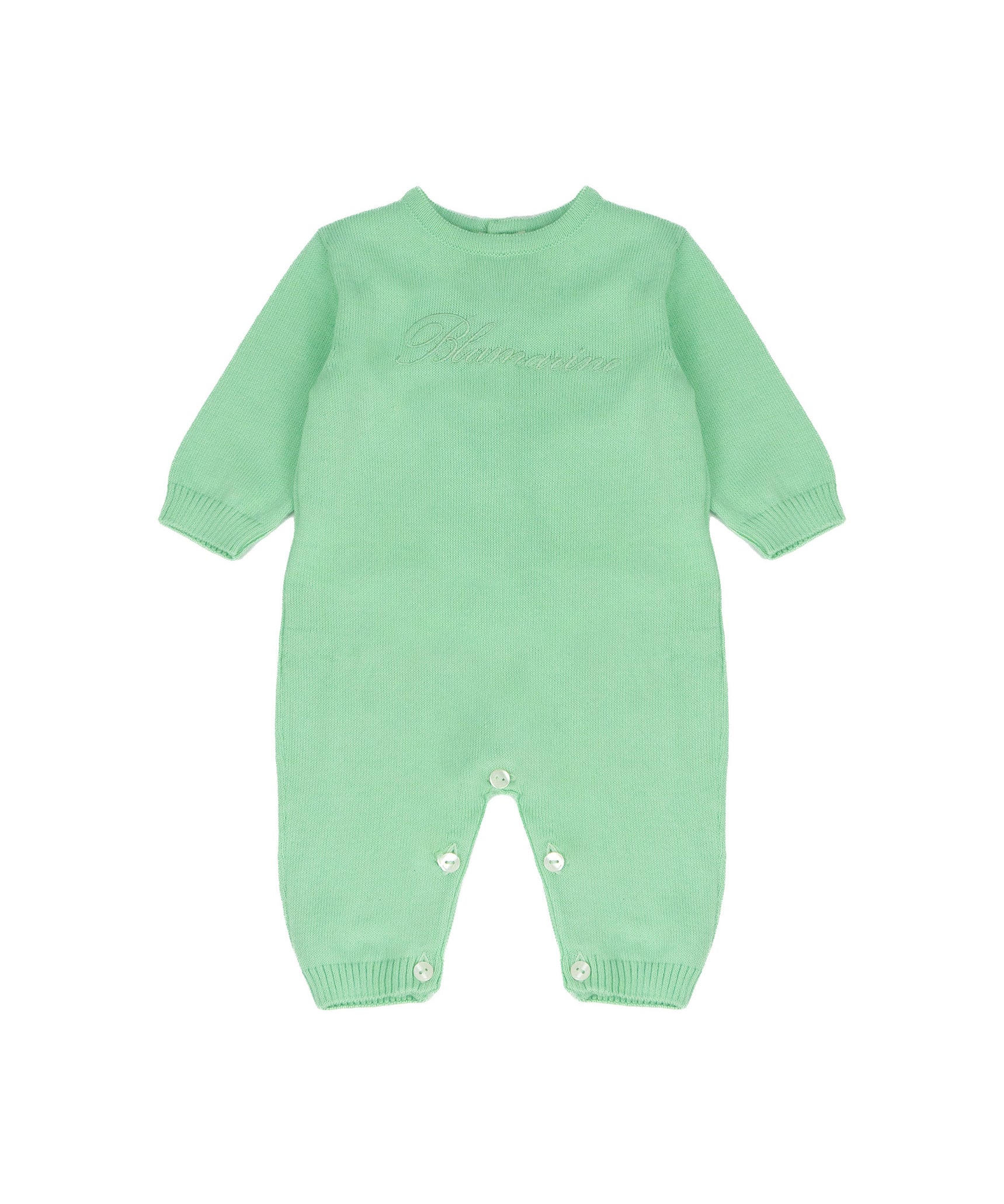 Blumarine Kids Tutina Verde Menta in Filo con Logo Ricamato