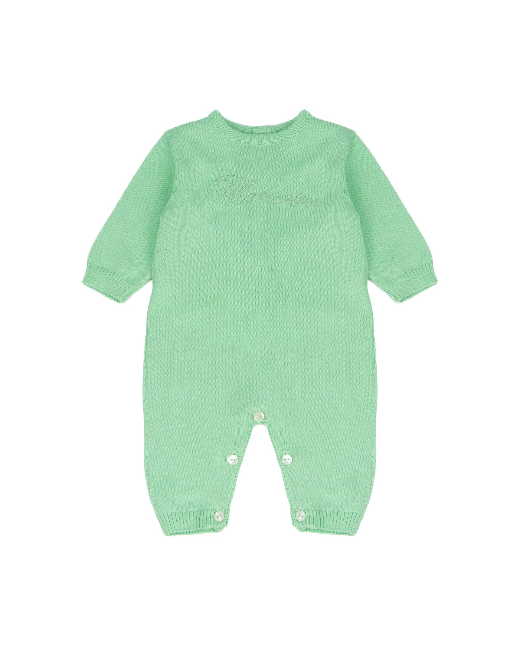 Blumarine Kids Tutina Verde Menta in Filo con Logo Ricamato