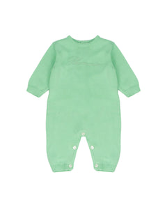 Blumarine Kids Tutina Verde Menta in Filo con Logo Ricamato