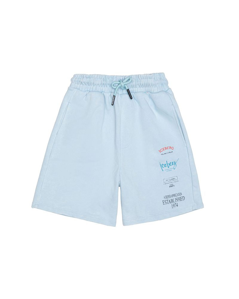 Iceberg Kids Bermuda Cielo con Logo per Neonati