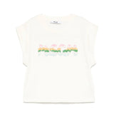 MSGM Kids T-shirt Crema con Applicazione Perline per Bambine