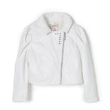 Twinset Kids Giubbino di Pelle Bianco con Volant per Bambine