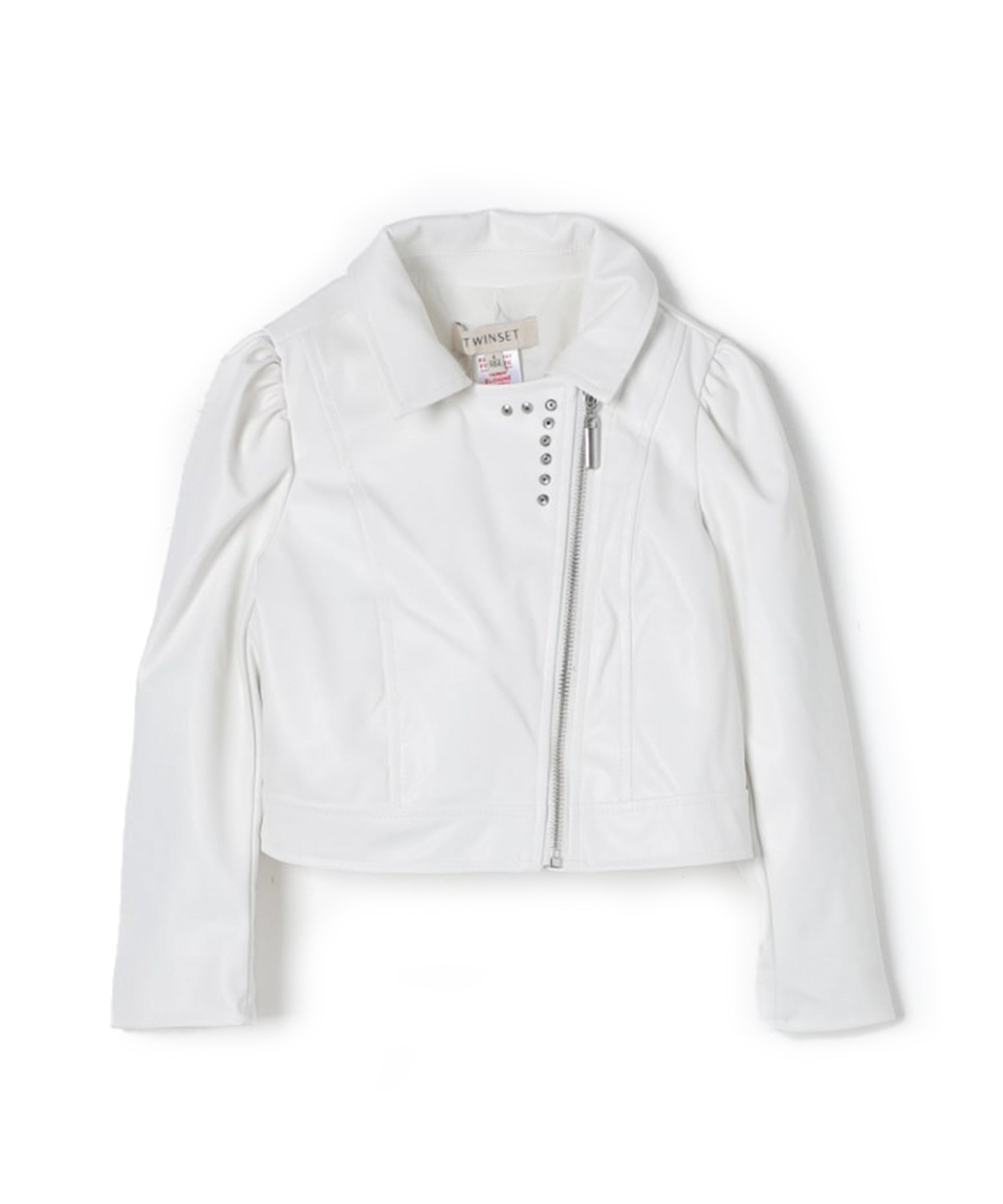 Twinset Kids Giubbino di Pelle Bianco con Volant per Bambine