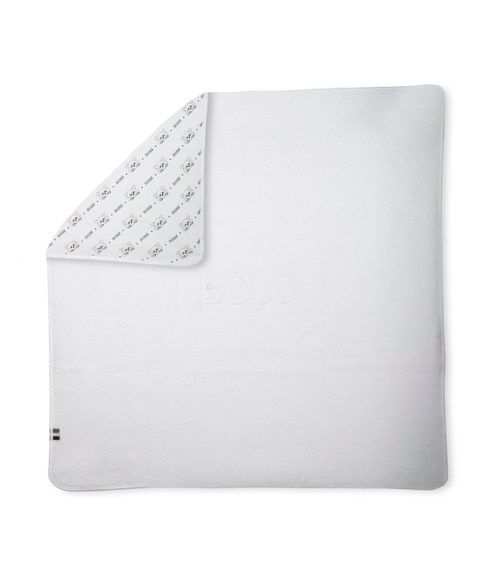 Boss Kids Coperta Bianca con Stampa Logo per Neonati