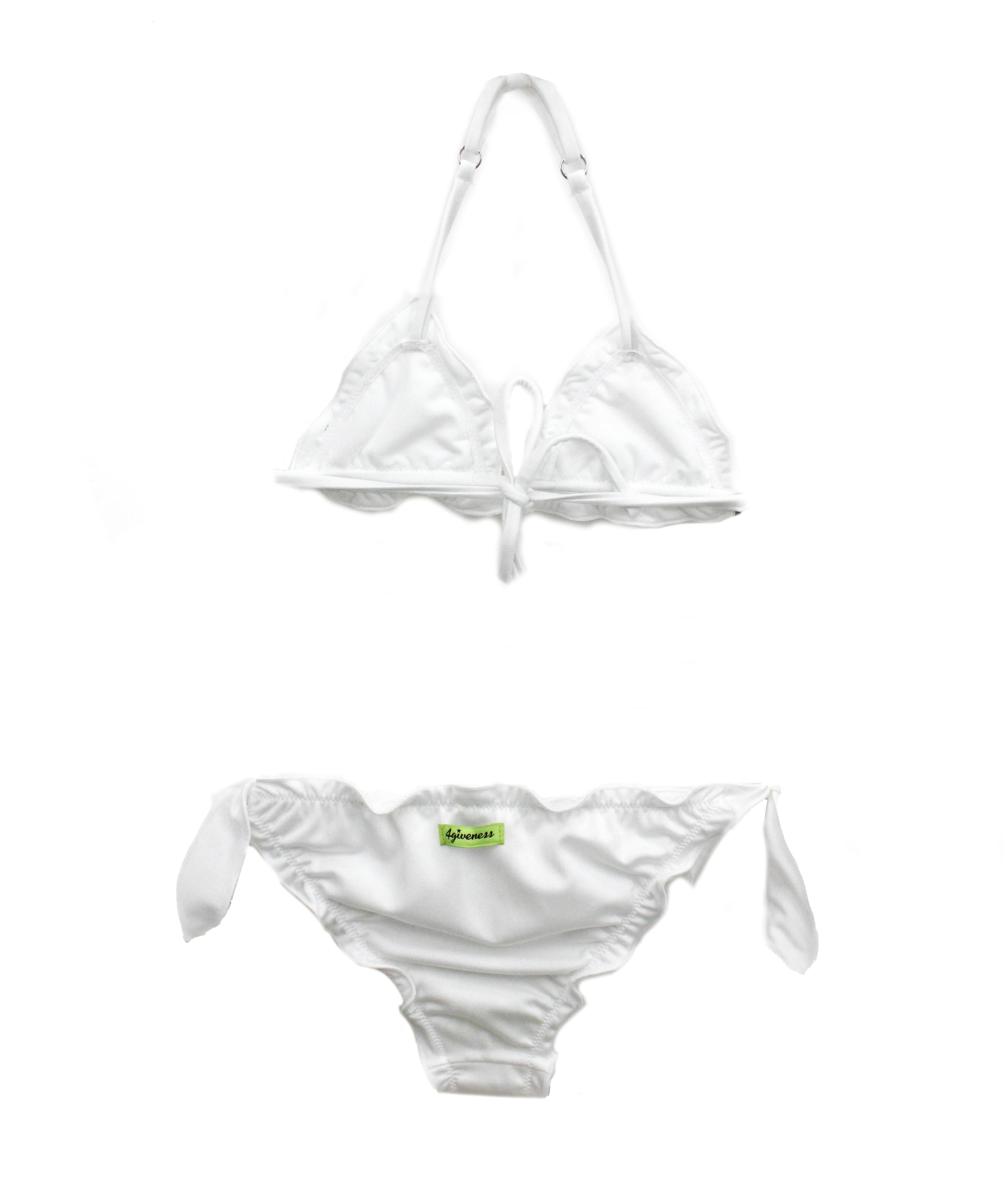 4GIVENESS Costume Bikini Bianco Ricamato per Bambine