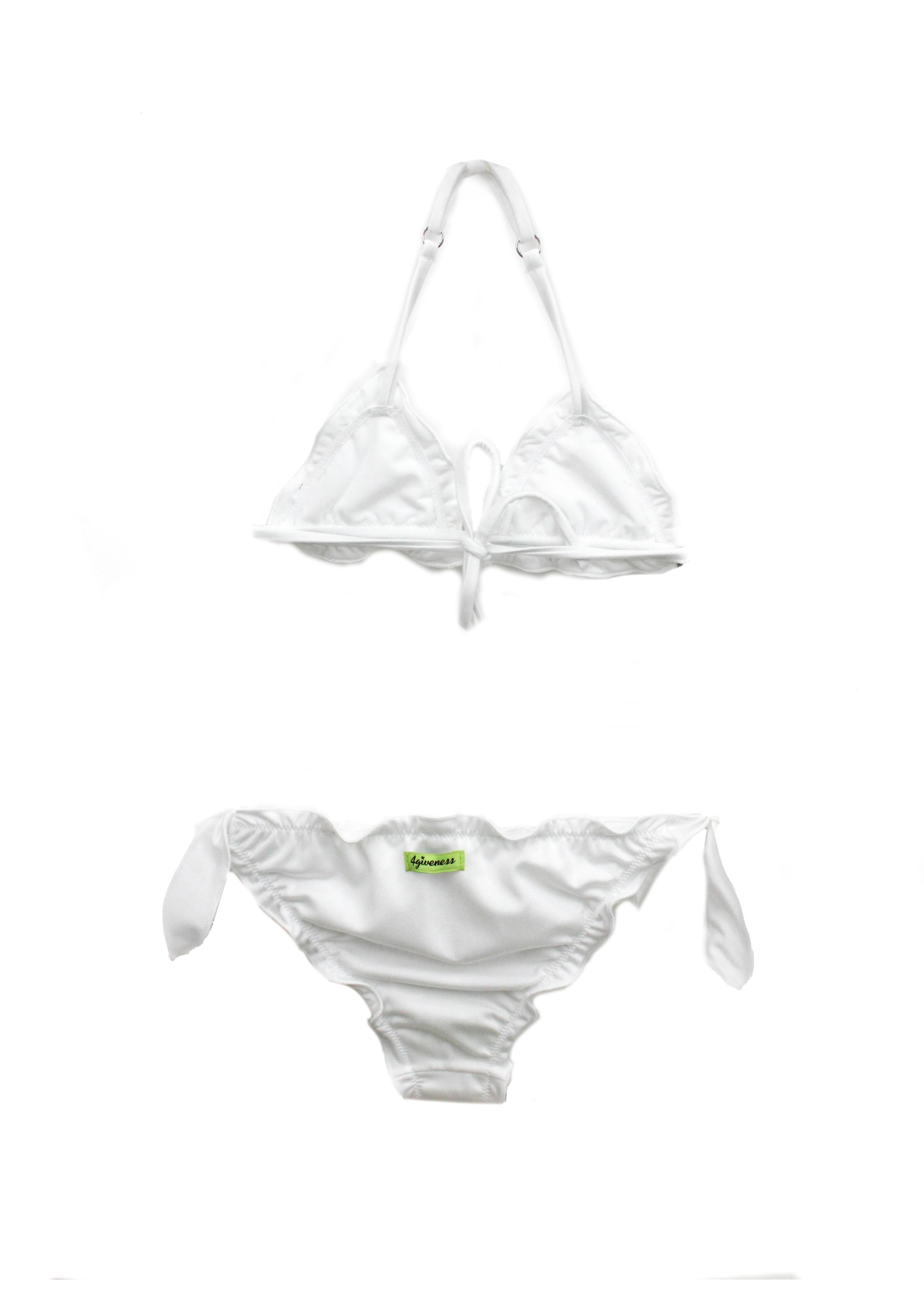 4GIVENESS Costume Bikini Bianco Ricamato per Bambine