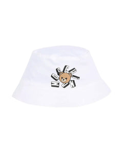 Moschino Kids Bucket Bianco con Logo Teddy Bear per Neonati
