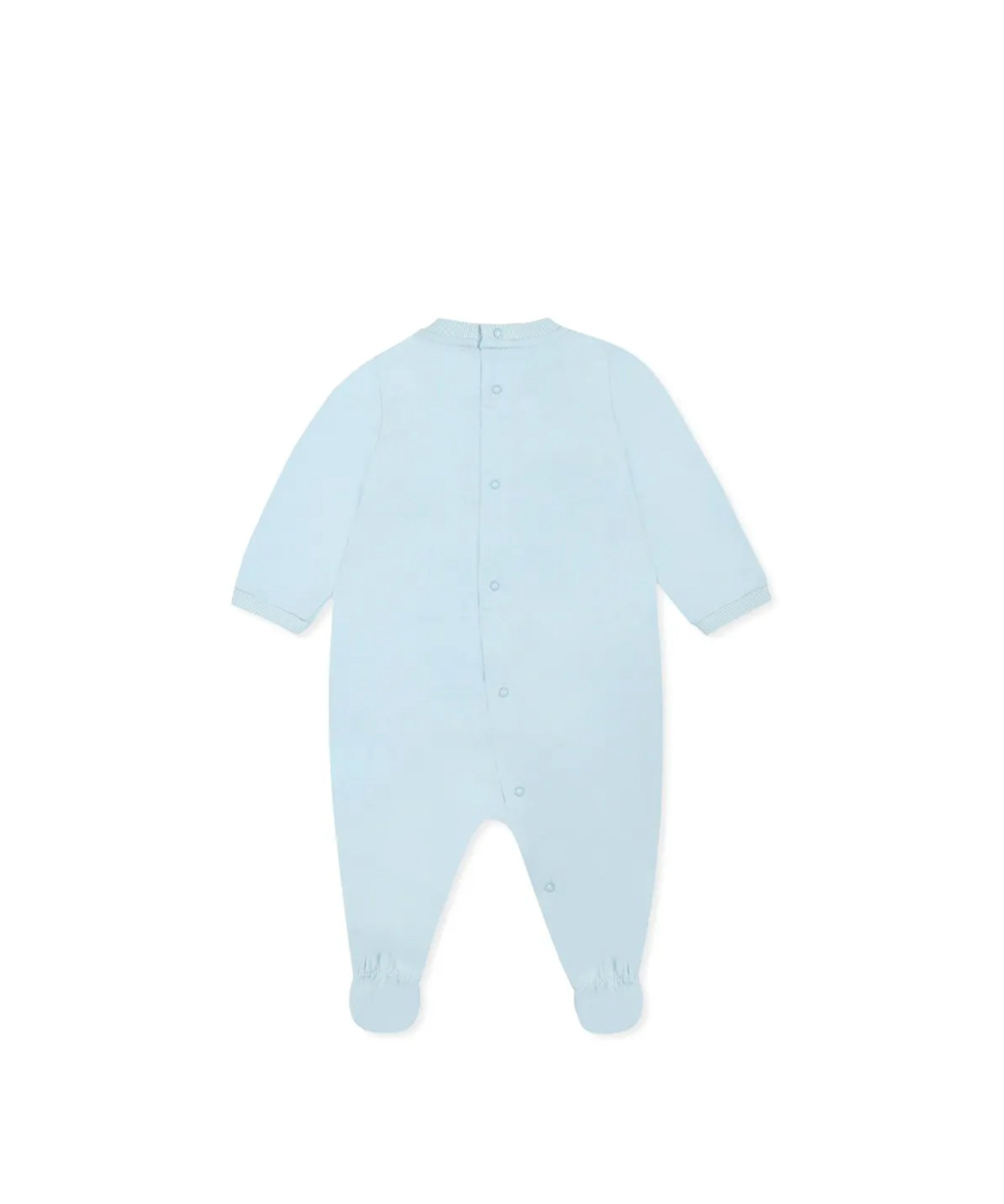 Moschino Kids Tutina Celeste con Stampa Teddy per Neonati (retro)