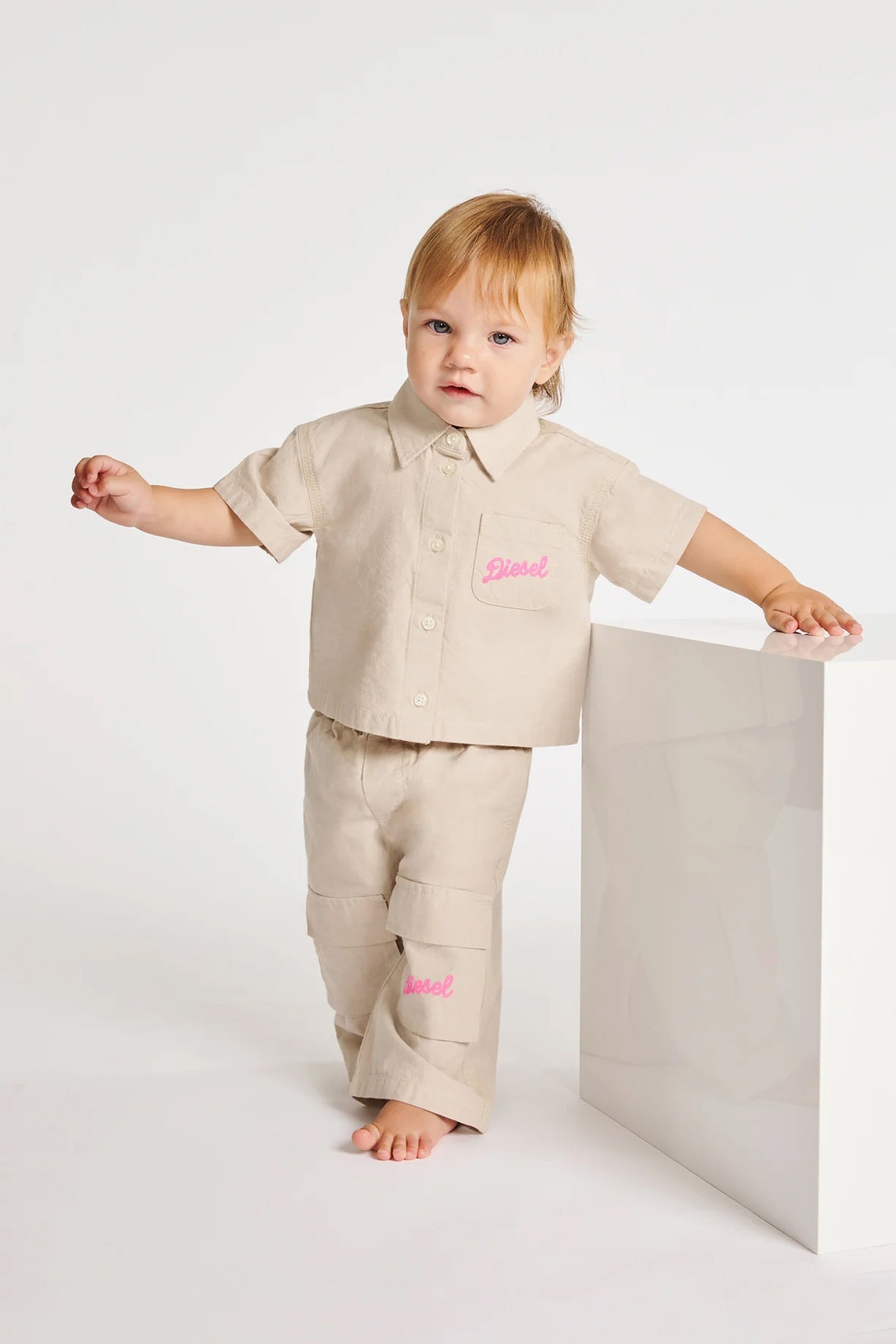 Diesel Kids Pantalone con Tasche Cargo e Logo Ricamato per Neonate