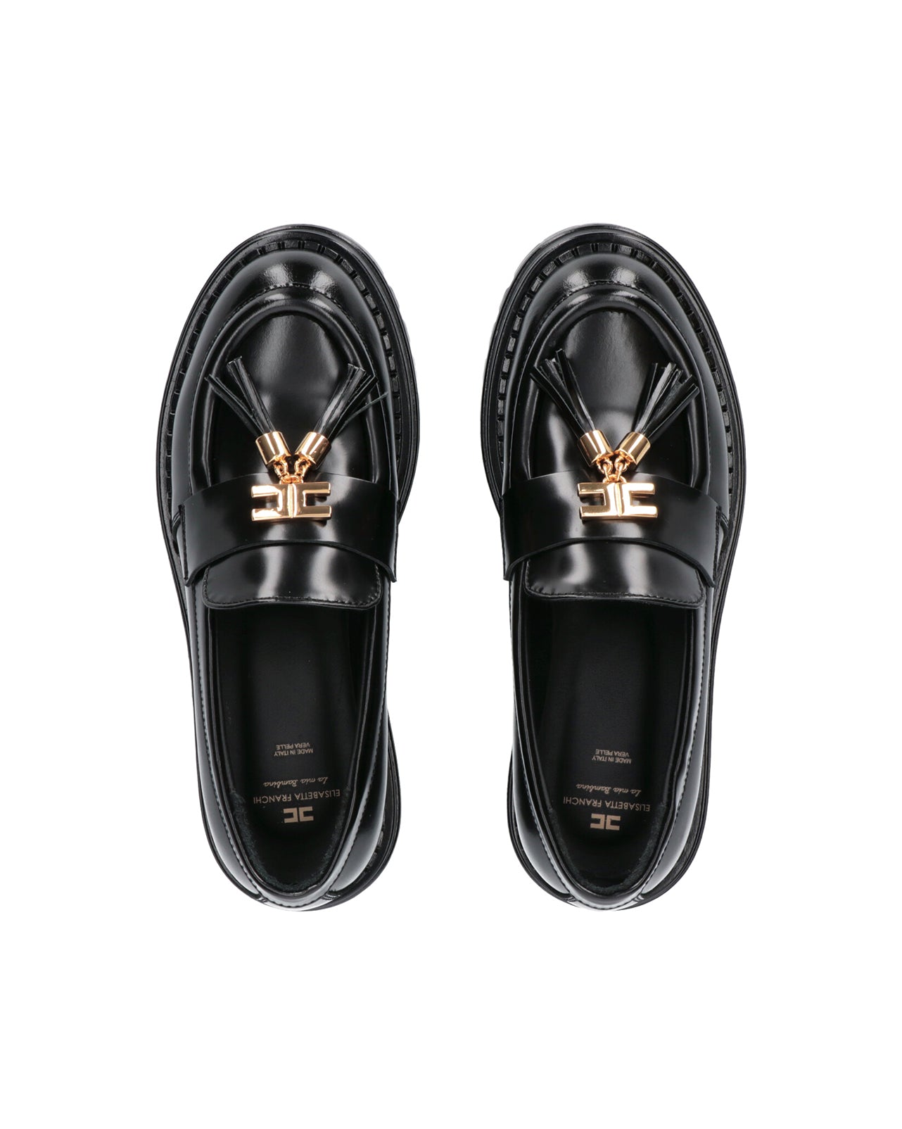 Elisabetta Franchi La Mia Bambina Mocassino Nero Lucido con Nappe per Bambine