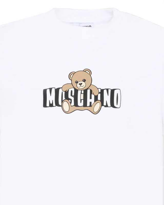 Moschino Kids T-Shirt Bianco con Teddy Bear per Bambini