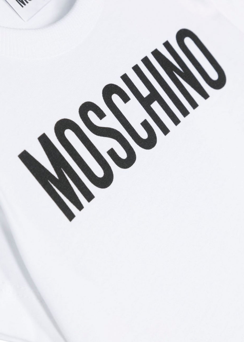 Moschino Kids T-Shirt Bianca con Logo per Neonati