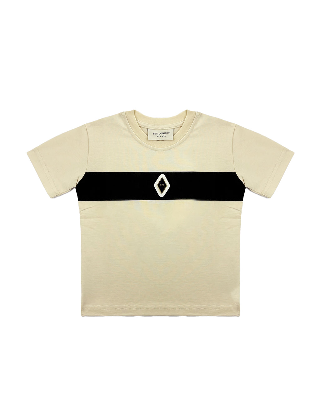 Yes London T-Shirt Bicolore con Striscia Centrale e Logo per Bambini
