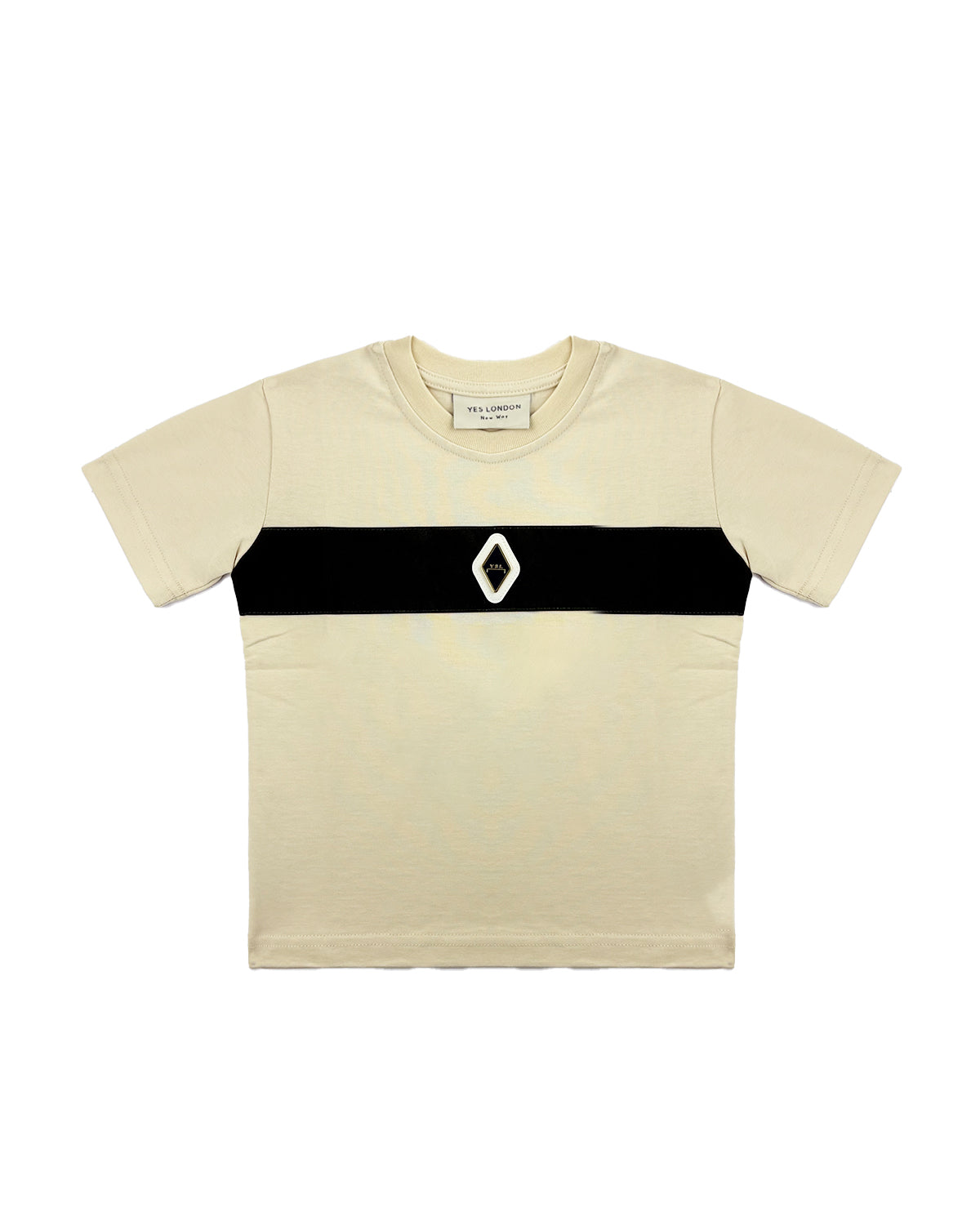 Yes London T-Shirt Bicolore con Striscia Centrale e Logo per Bambini