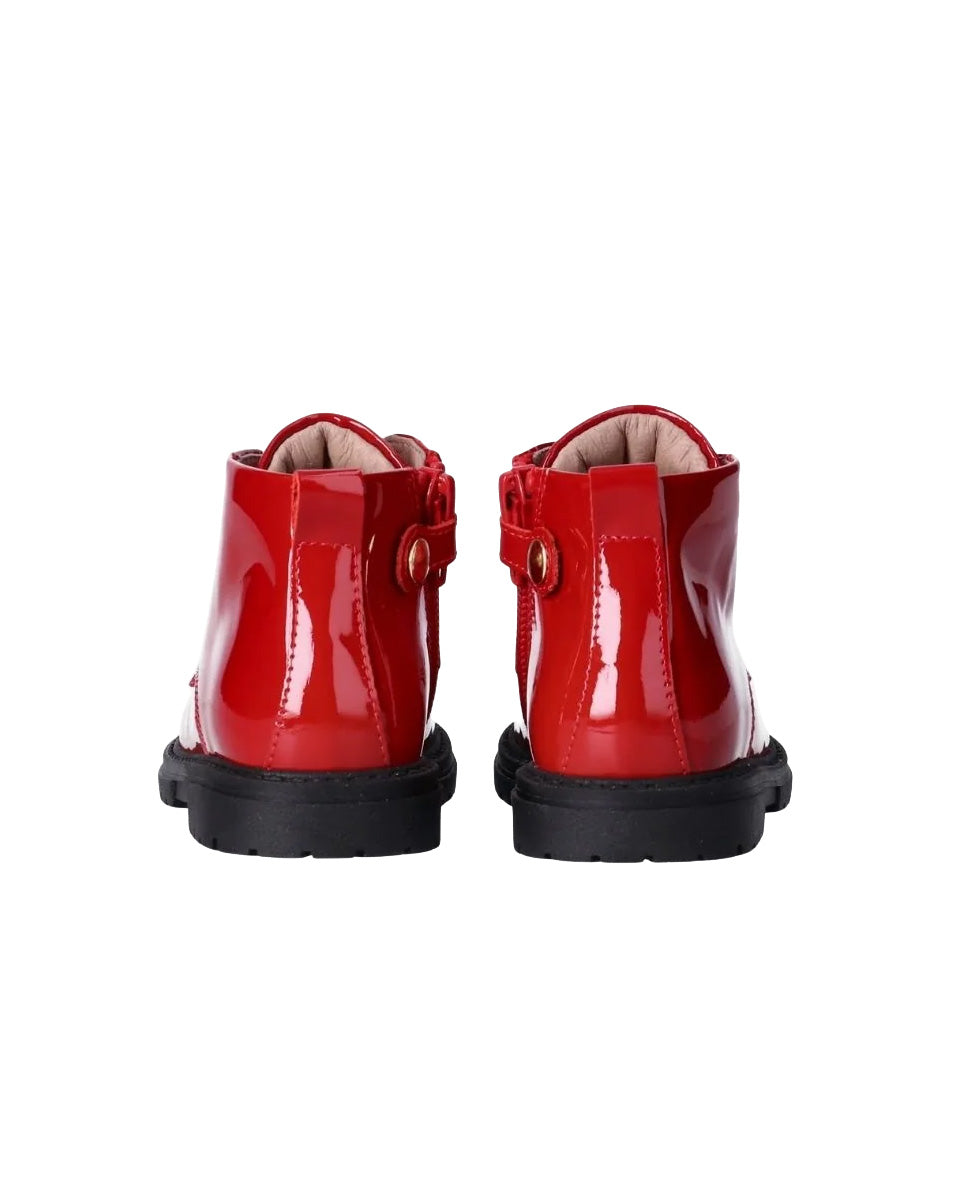Elisabetta Franchi La Mia Bambina Stivaletto Allacciato Rosso Lucido per Neonate