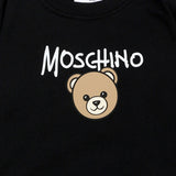 Moschino Kids Felpa Nera a Maniche Lunghe con Stampa Teddy Bear e Logo per Neonati
