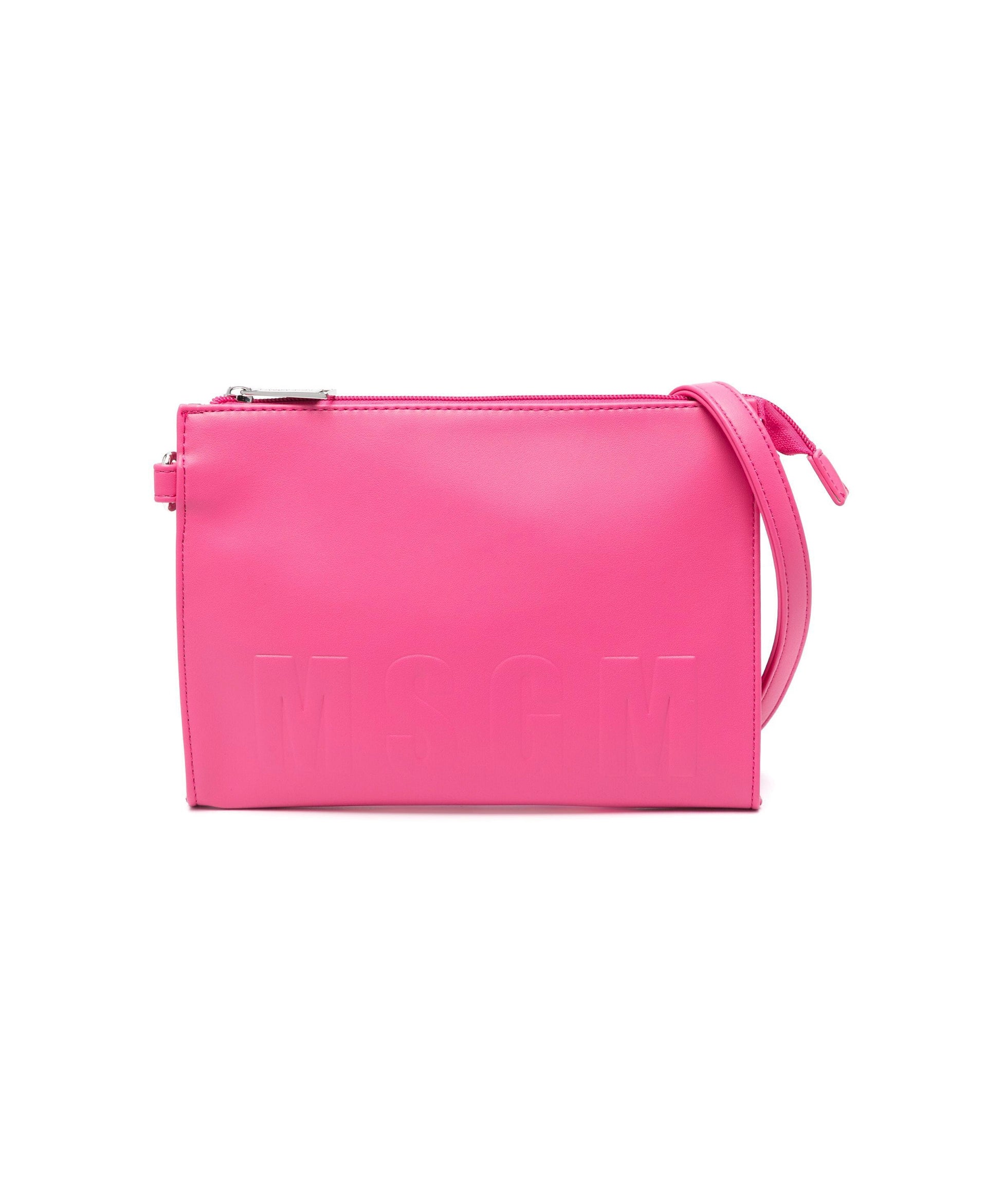 Msgm Kids Borsa Fuxia con Logo Goffrato