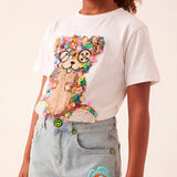 Barrow Kids Short in Denim con Logo e Toppe per Bambine