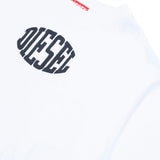 Diesel Kids White Cropped T-shirt with Puffy Print