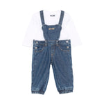 Moschino Kids T-shirt Bianca con Salopette per Neonati