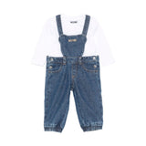 Moschino Kids T-shirt Bianca con Salopette per Neonati