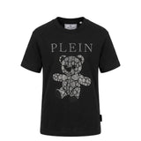 Philipp Plein Kids T-shirt Nera in Cotone con Stampa Teddy Bear Strass e Logo per Bambine