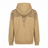 Marcelo Burlon County of Milan Felpa con Cappuccio Cammello e Motivo Ali a Contrasto per Bambini