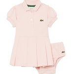 Lacoste Kids Abito Polo Rosa con Logo per Neonate