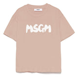 MSGM Kids T-shirt Beige con Logo Per Bambini