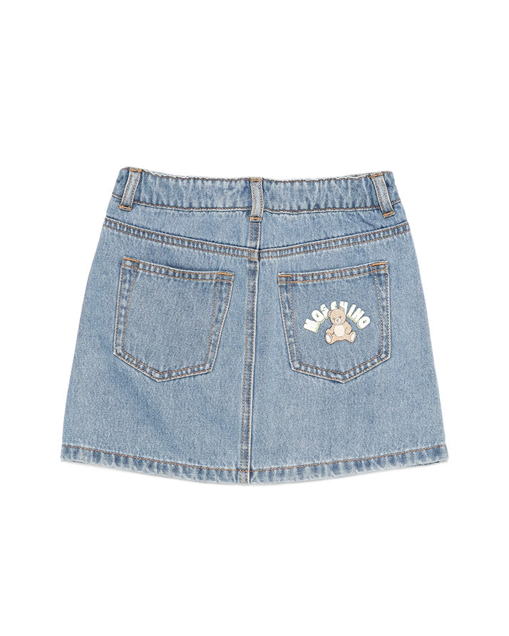 Moschino Kids Gonna in Denim con Ricamo Teddy Bear per Bambine