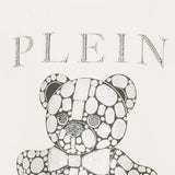 Philipp Plein Junior Kids T-shirt Bianca in Cotone con Stampa Teddy Bear Strass e Logo per Bambine