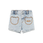 Moschino Kids Short in Denim con Ricami per Neonate