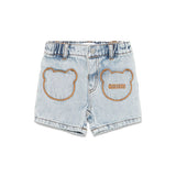 Moschino Kids Short in Denim con Ricami per Neonate