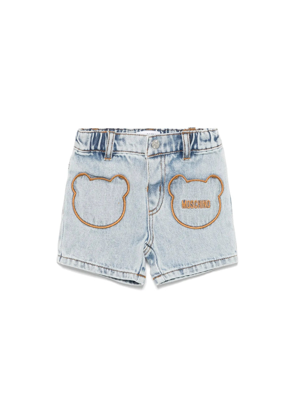 Moschino Kids Short in Denim con Ricami per Neonate