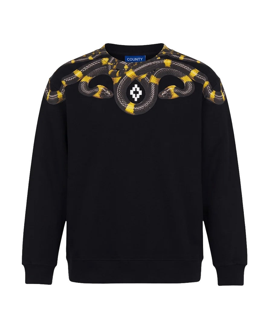 Marcelo Burlon County of Milan Kids Felpa Nero Stampa Serpente per Bambini