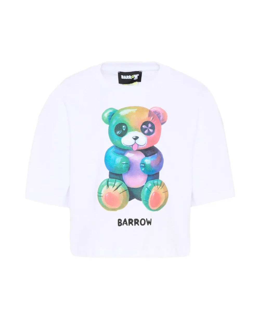 Barrow Kids T-Shirt Bianco con Stampa Teddy Multicolor per Bambine