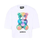 Barrow Kids T-Shirt Bianco con Stampa Teddy Multicolor per Bambine