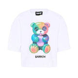 Barrow Kids T-Shirt Bianco con Stampa Teddy Multicolor per Bambine