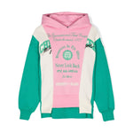 MSGM Kids Felpa Verde/Rosa con Stampa per Bambine 