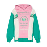 MSGM Kids Felpa Verde/Rosa con Stampa per Bambine 