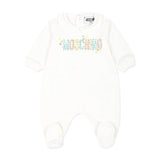 Moschino Kids Cream Romper with Hat and Bib for Newborns